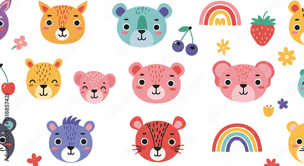 Obraz premium Colorful cartoon animals pattern