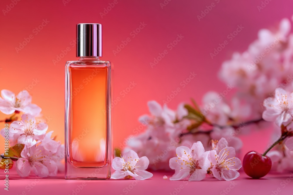 Bottle of perfume and flower Bottle of perfume and flower