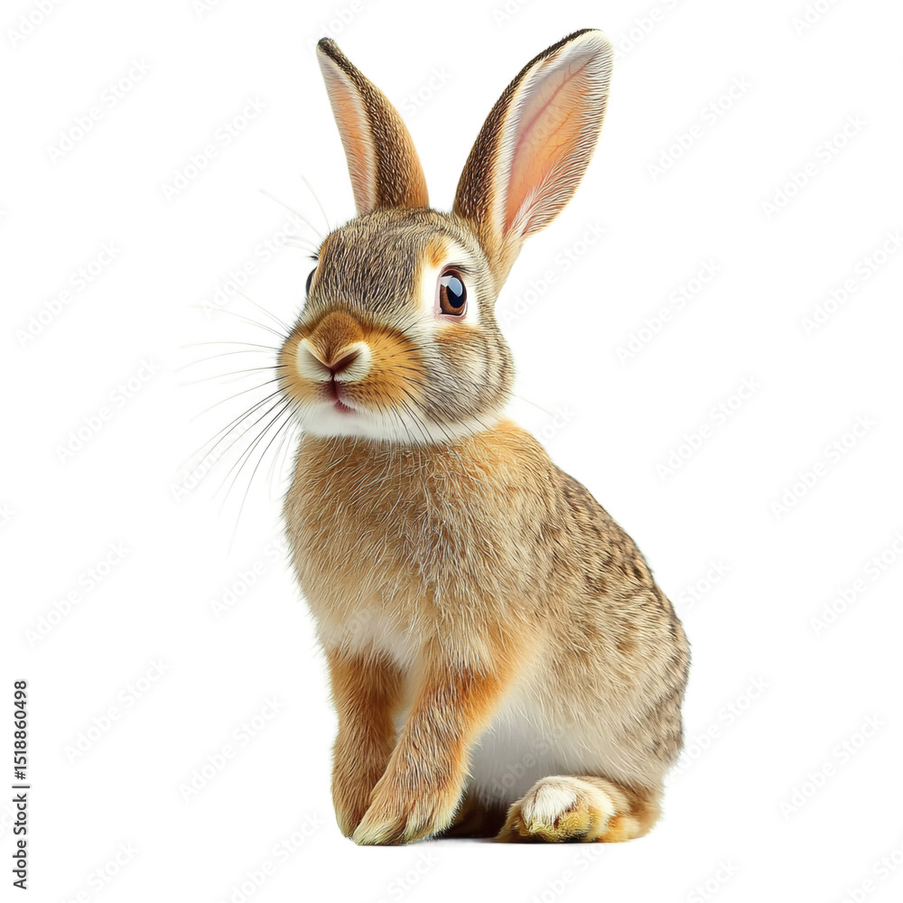 Fototapeta premium [Transparent Background PNG]Adorable Baby Rabbit on White Background