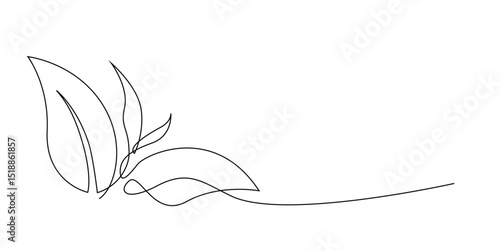 one continuous line drawing of leaf corner.leaf frame sign botanical concept.one single line vector