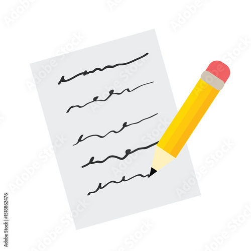 Yellow pencil writing on paper sheet