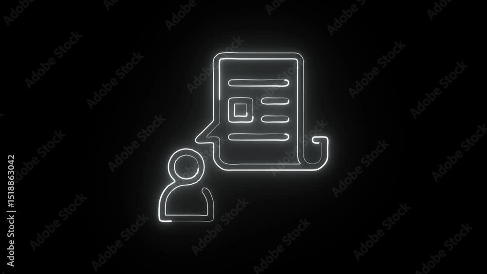 glowing neon news icon isolated, black background, HD video motion graphic animation glowing neon news icon isolated, black background, HD video motion graphic animation