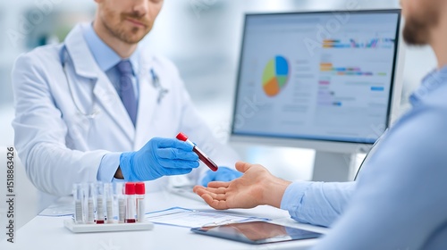 Healthcare Professional Offering Blood Sample to Patient in Modern Laboratory Setting