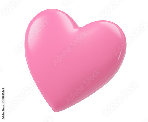 3D pink heart on white background