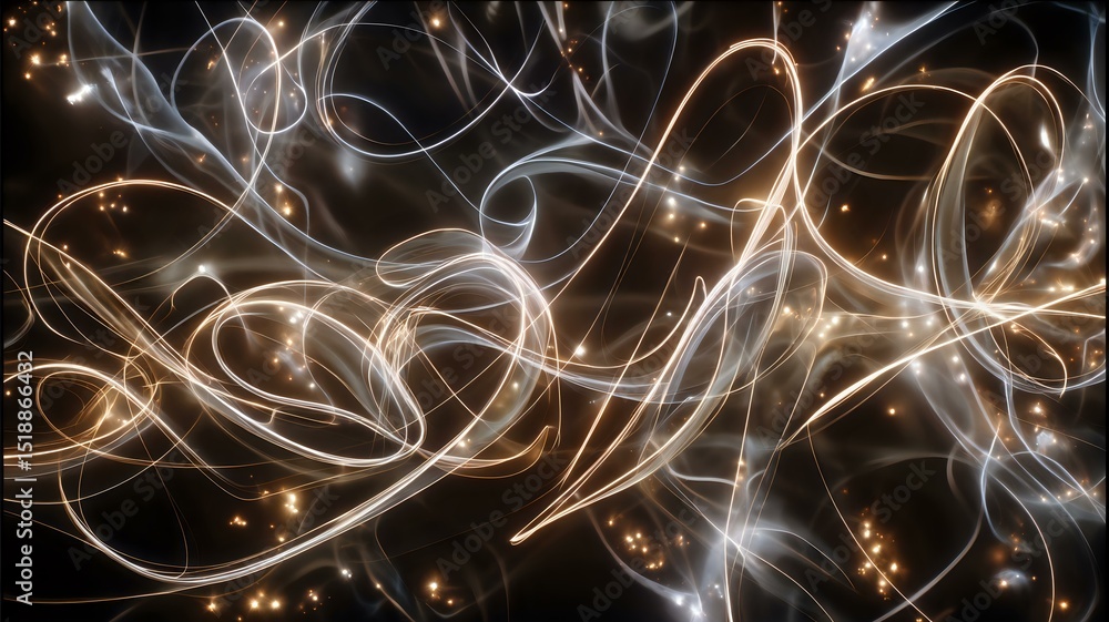 custom made wallpaper toronto digitalGold Silver Light Streak Swirl Flow Energy Motion Glow Particle on Black