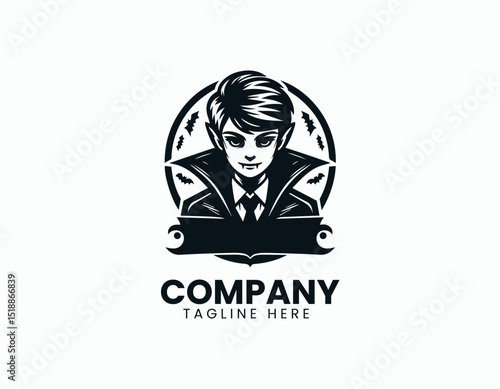 Mysterious Vampire Boy Dark Charisma Gothic Illustration Vector Logo Design