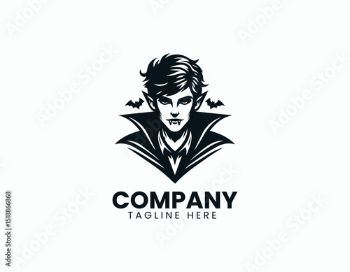 Mysterious Vampire Boy Dark Charisma Gothic Illustration Vector Logo Design