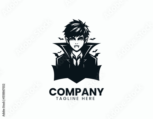 Mysterious Vampire Boy Dark Charisma Gothic Illustration Vector Logo Design