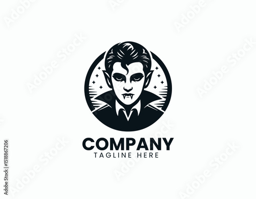Mysterious Vampire Boy Dark Charisma Gothic Illustration Vector Logo Design