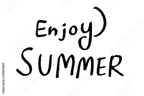 手書き風黒文字のEnjoy SUMMERメッセージ・シンプルで夏らしい文字デザイン