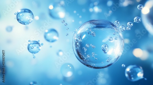 Wallpaper Mural 69.A clean, modern poster design with a blue abstract background, showcasing geometric circles and fragments. The background is enhanced with glowing particles and molecules, creating a futuristic Torontodigital.ca