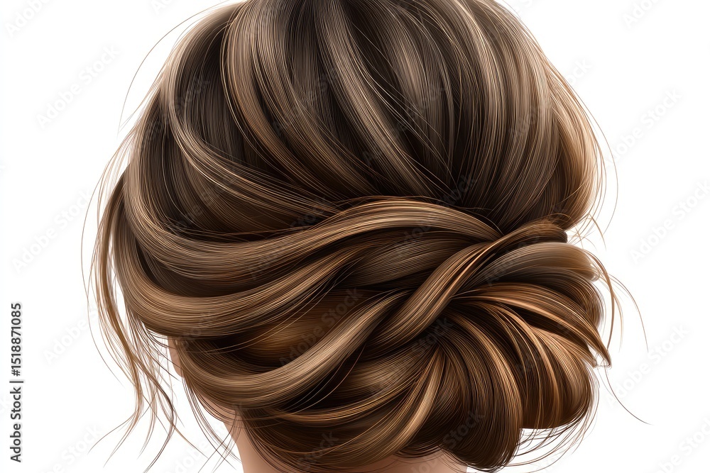 Fototapeta premium Detailed image of a styled updo hairstyle.