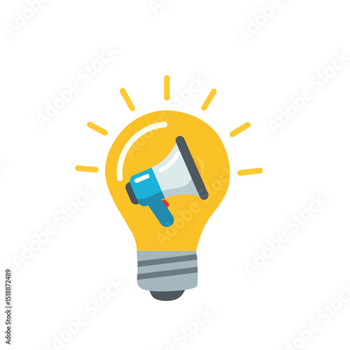 Creative idea icon combining lightbulb and megaphone, symbolizing innovation in marketing and communication