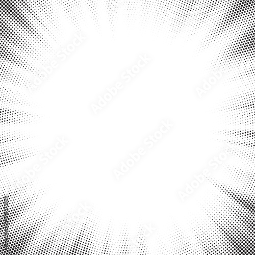 Transparent PNG available Halftone gradient sun rays pattern. Abstract halftone vector dots background. monochrome dots pattern. Vector background in comic book style with sunburst rays and halftone. 