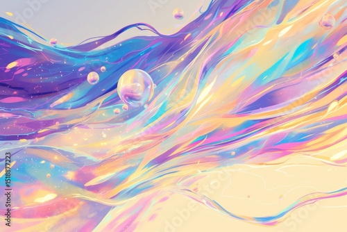 Dynamic abstract fluid composition with bold colors