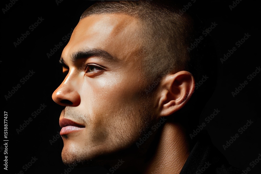 Obraz premium Close-up profile view of a man's face.