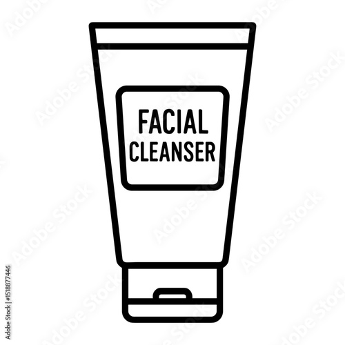 Facial cleanser tube outline icon