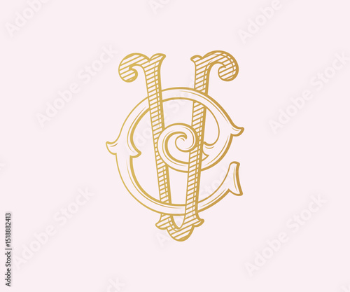 CV, VC, logo CV, Letter CV,  Monogram CV, Wedding Monogram, Wedding Logo, Logo Design , Monogram Vintage