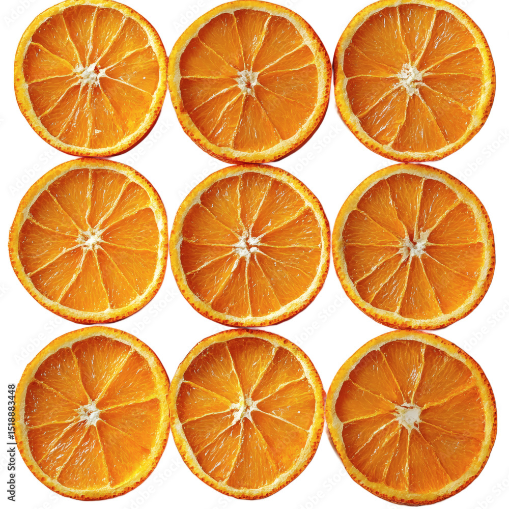 Obraz premium [Transparent Background PNG]Orange Slices Pattern on White Background