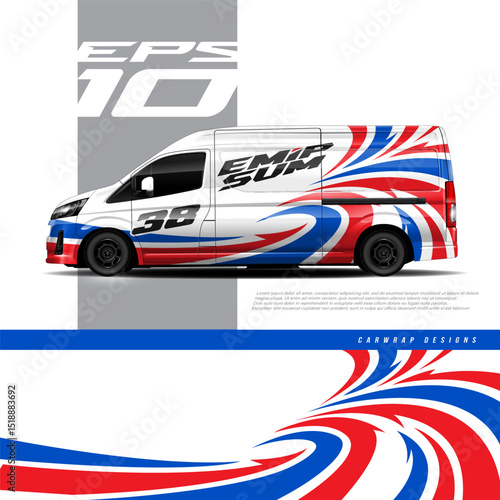 Car wrap decal designs. Abstract american flag and sport background for racing livery or daily use car vinyl sticker. Full vector eps 10.