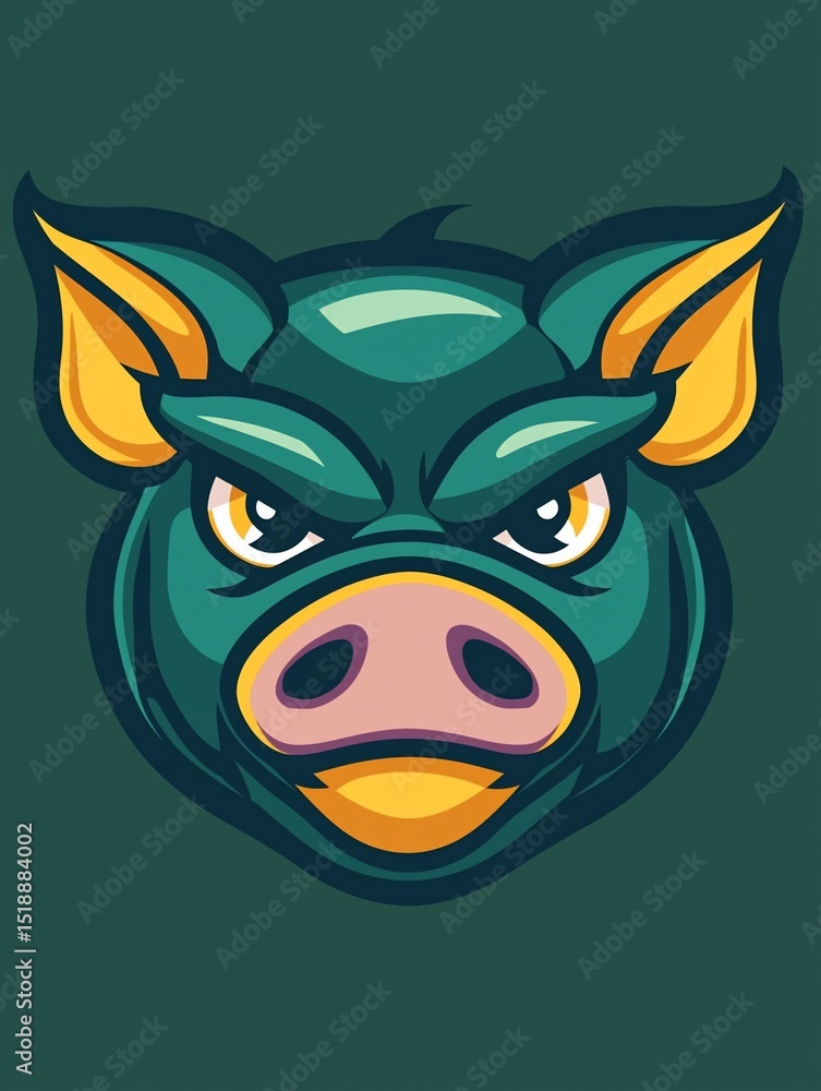 Naklejka premium Angry pig head graphic