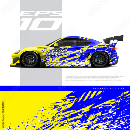 Car wrap decal designs. Abstract sport background for racing livery or daily use car vinyl sticker. Full vector eps 10.