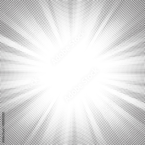 Halftone texture dot radial background, cartoon comic retro pop art dot border, halftone shadow