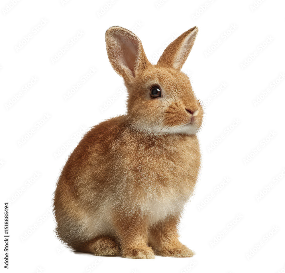Fototapeta premium [Transparent Background PNG]Adorable Baby Rabbit Portrait on White Background