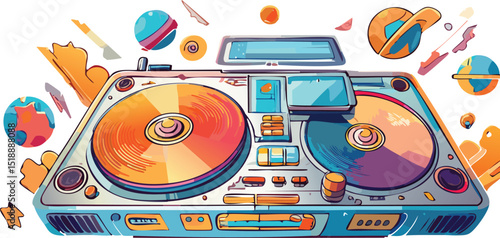 CD Player Line Art Vector – Minimal Retro Music Device Illustration