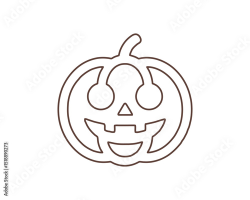 Jack o' Lantern Pumpkin Face Outline Vector for Halloween