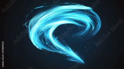 Abstract Blue Energy Swirl: A Digital Artwork