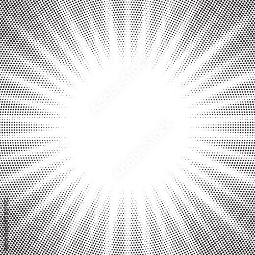 Halftone texture dot radial background, cartoon comic retro pop art dot border, halftone shadow