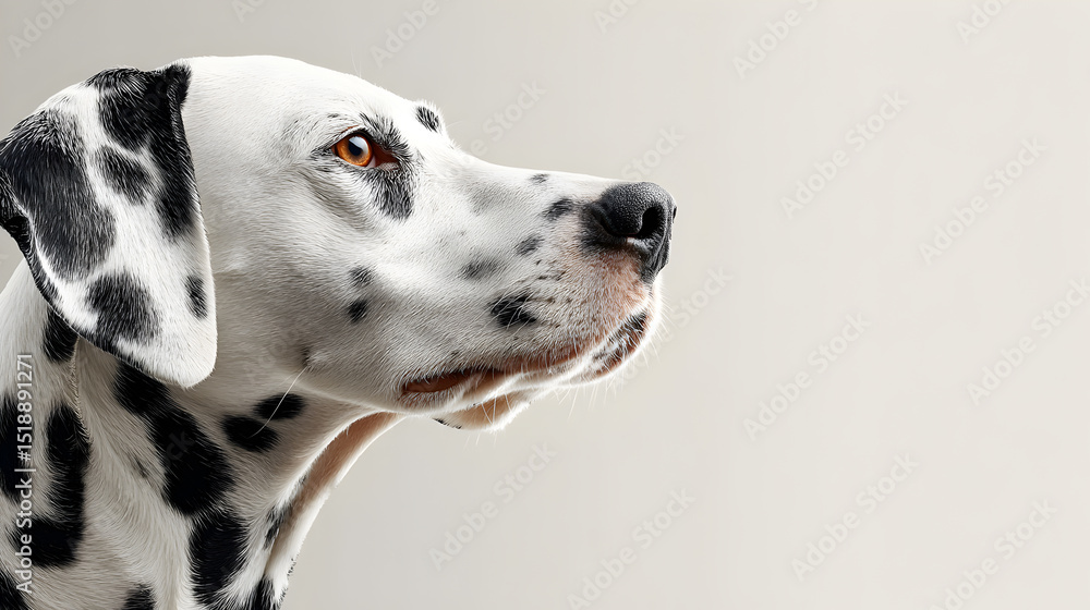 a Dalmatian dog with black spots. A loyal and well-groomed breed, captured in a stunning portrait a Dalmatian dog with black spots. A loyal and well-groomed breed, captured in a stunning portrait