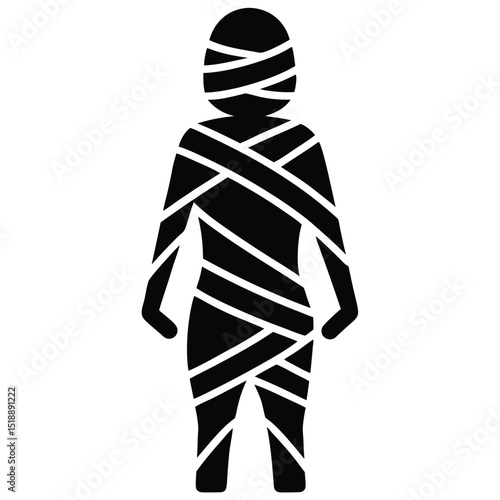 Black silhouette of a mummy person standing still perfect for halloween holiday decorations
