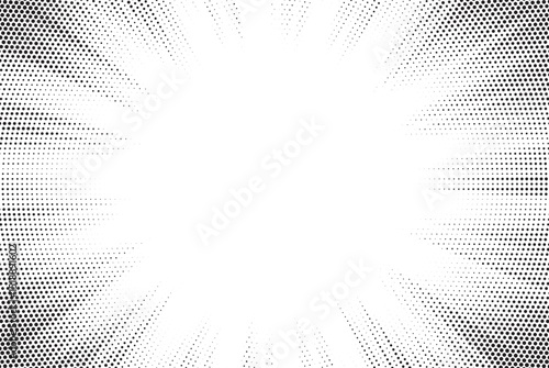 Transparent PNG available Halftone gradient sun rays pattern. Abstract halftone vector dots background. monochrome dots pattern. Vector background in comic book style with sunburst rays and halftone. 