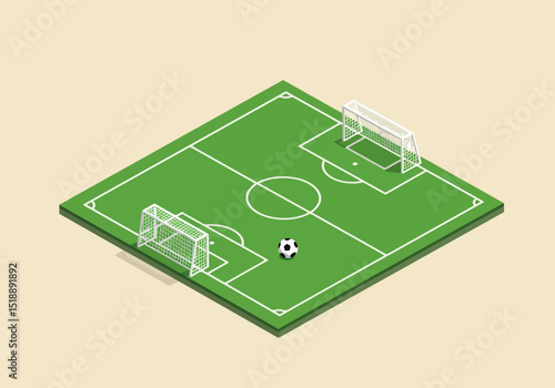 Isometric Soccer Field Illustration