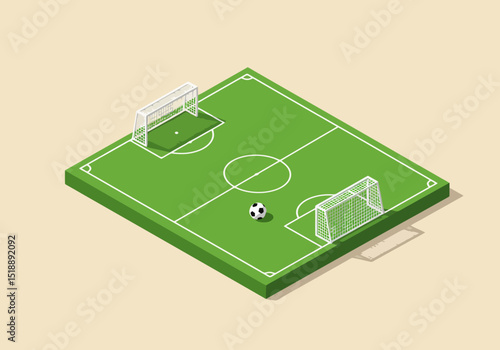 Isometric Soccer Field Illustration for Game Design