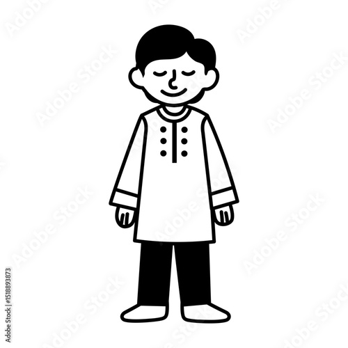 A hand drawn icon of a cheerful brother standing
