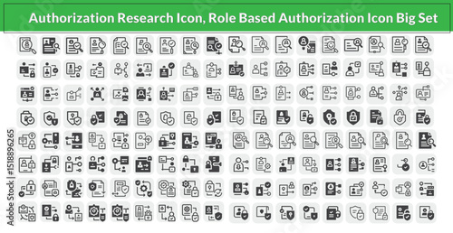 Authorization Research Icon, Role Based Authorization Icon Big set.svg, Compliance Icons - Big Line Series