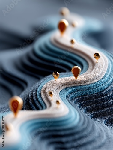 Creative Customer Journey Roadmap with Icon Pins on Abstract Terrain Design