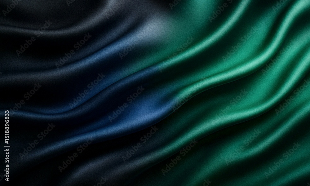 Obraz premium Silken Emerald Motion with Deep Teal and Charcoal Waves 