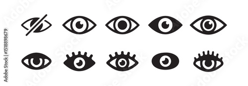 Eyes icon vector collection. Look and Vision icons. vision icon, see view icons - eyesight symbol - sight look sign. vector illustration eps 10.