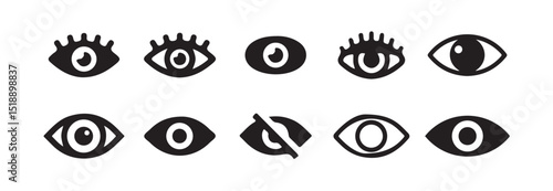 Eyes icon vector collection. Look and Vision icons. vision icon, see view icons - eyesight symbol - sight look sign. vector illustration eps 10.