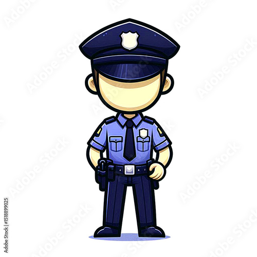 Officer man blue uniform suit figure. An officer man with blue uniform standing isolated with white solid background.