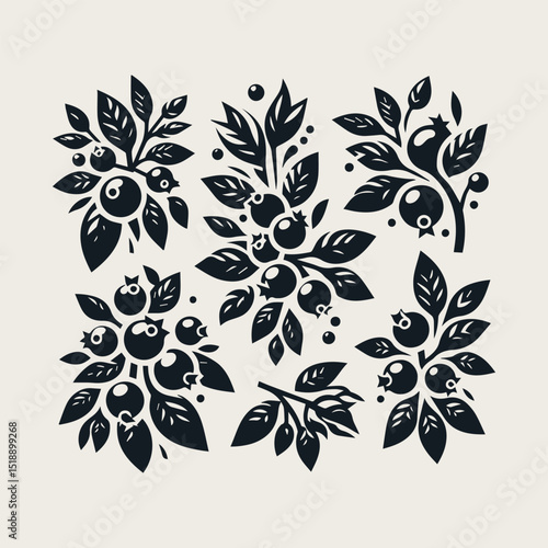 blueberry fruit vector logo design with a clean, round shape for a fresh and natural company brand