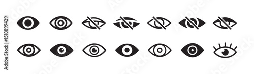 Eyes icon vector collection. Look and Vision icons. vision icon, see view icons - eyesight symbol - sight look sign. vector illustration eps 10.