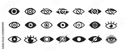 Eyes icon vector collection. Look and Vision icons. vision icon, see view icons - eyesight symbol - sight look sign. vector illustration eps 10.