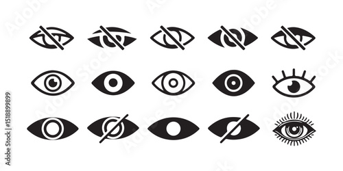 Eyes icon vector collection. Look and Vision icons. vision icon, see view icons - eyesight symbol - sight look sign. vector illustration eps 10.