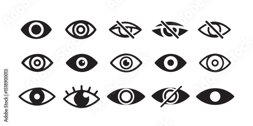 Eyes icon vector collection. Look and Vision icons. vision icon, see view icons - eyesight symbol - sight look sign. vector illustration eps 10.