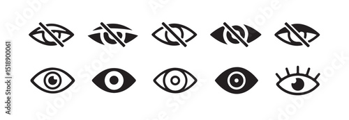 Eyes icon vector collection. Look and Vision icons. vision icon, see view icons - eyesight symbol - sight look sign. vector illustration eps 10.